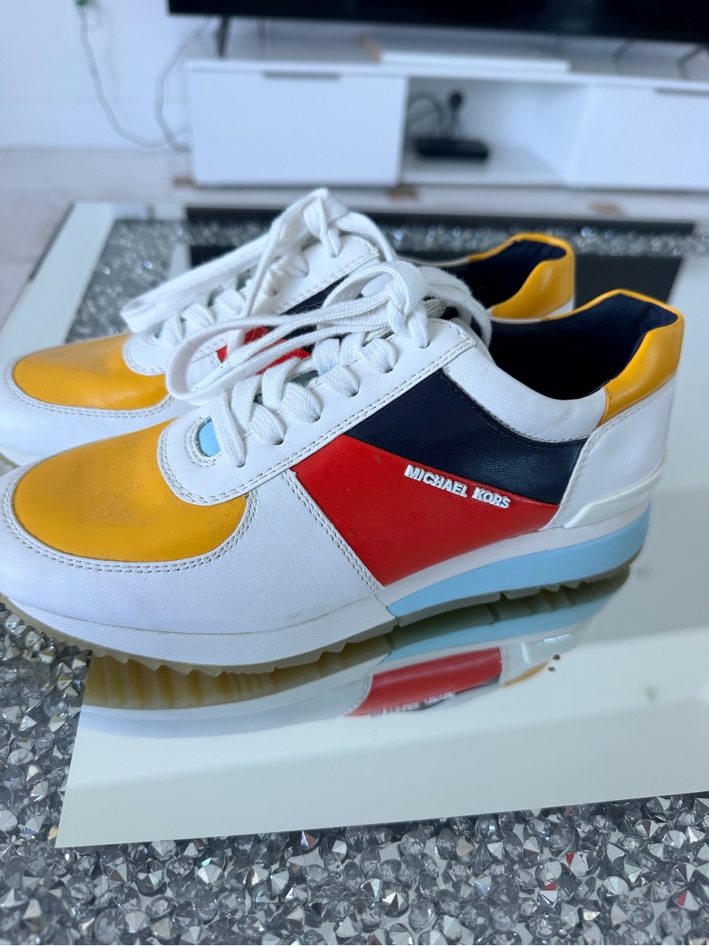 Michael Kors White Multicolor Leather Sneakers